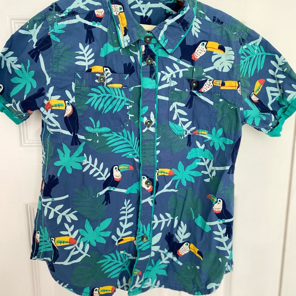 Boys Hatley Tropical Print Button-Down Shirt, size 6